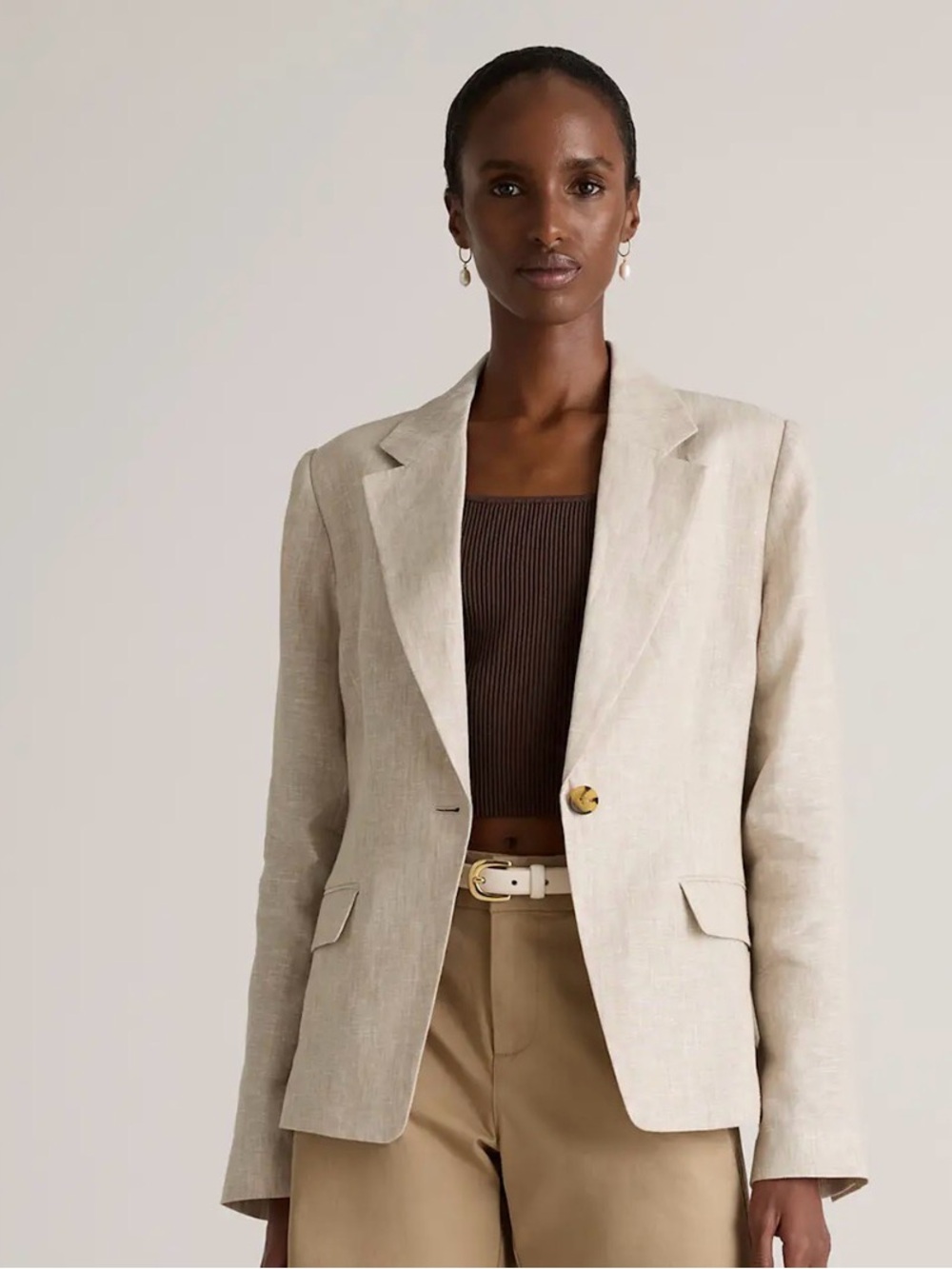 Cream Quince Structured 100% European Linen Structured Blazer
